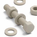 10x Natural PPS Hex Head Plastic Screws & Bolts M6 x 40 mm, Nuts & Washers