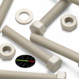 10x Natural PPS Hex Head Plastic Screws & Bolts M6 x 40 mm, Nuts & Washers
