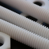 5x viti esagonali naturali in PTFE M10 x 100 mm, dadi e rondelle