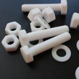 5x Natural PTFE Hex Head Plastic Screws & Bolts M8 x 40 mm, Nuts & Washers