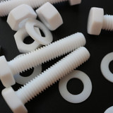 5x viti esagonali naturali in PTFE M8 x 40 mm, dadi e rondelle