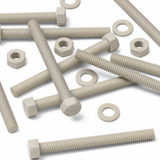 5x Natural PPS Hex Head Plastic Screws & Bolts M6 x 60 mm, Nuts & Washers