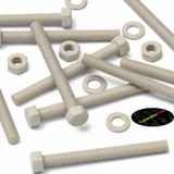 5x Natural PPS Hex Head Plastic Screws & Bolts M6 x 60 mm, Nuts & Washers