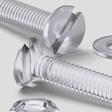50x Clear Acrylic Slotted Countersunk Screws M4 x 20 mm, Nuts & Washers