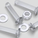 50x Clear Acrylic Slotted Countersunk Screws M4 x 20 mm, Nuts & Washers