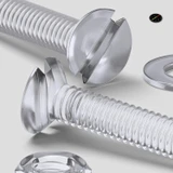 50x Clear Acrylic Slotted Countersunk Screws M4 x 20 mm, Nuts & Washers