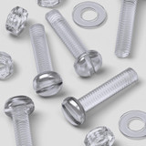 50x Clear Acrylic Slotted Pan Head Screws & Bolts M4 x 20 mm, Nuts & Washers
