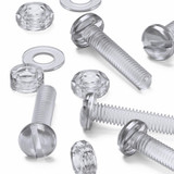 50x Clear Acrylic Slotted Pan Head Screws & Bolts M4 x 20 mm, Nuts & Washers