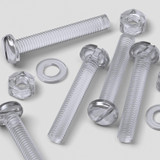 20x Clear Acrylic Slotted Pan Head Screws & Bolts M6 x 40 mm, Nuts & Washers