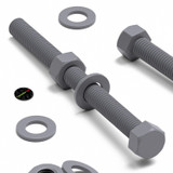 10x viti esagonali grigie in PVC M8 x 100 mm, dadi e rondelle