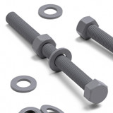 10x viti esagonali grigie in PVC M8 x 100 mm, dadi e rondelle