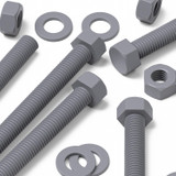 10x viti esagonali grigie in PVC M8 x 100 mm, dadi e rondelle