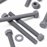 10x Grey PVC Hex Head Plastic Screws & Bolts M10 x 100 mm, Nuts & Washers