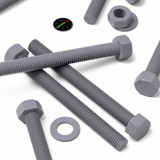 10x Grey PVC Hex Head Plastic Screws & Bolts M10 x 100 mm, Nuts & Washers