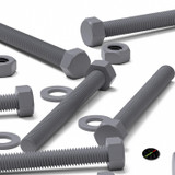 10x Grey PVC Hex Head Plastic Screws & Bolts M10 x 100 mm, Nuts & Washers