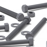 10x viti esagonali grigie in PVC M10 x 100 mm, dadi e rondelle