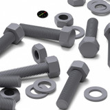 5x Grey PVC Hex Head Plastic Screws & Bolts M16 x 65 mm, Nuts & Washers