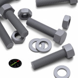 5x viti esagonali grigie in PVC M16 x 65 mm, dadi e rondelle