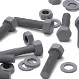 5x Grey PVC Hex Head Plastic Screws & Bolts M16 x 65 mm, Nuts & Washers
