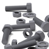 5x Grey PVC Hex Head Plastic Screws & Bolts M16 x 65 mm, Nuts & Washers