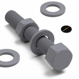5x Grey PVC Hex Head Plastic Screws & Bolts M16 x 100 mm, Nuts & Washers