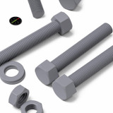 5x Grey PVC Hex Head Plastic Screws & Bolts M16 x 100 mm, Nuts & Washers