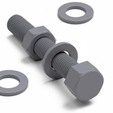 5x Grey PVC Hex Head Plastic Screws & Bolts M16 x 100 mm, Nuts & Washers
