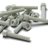 10x Glass Filled Nylon Socket Head Screws M10 x 50 mm, Nuts & Washers