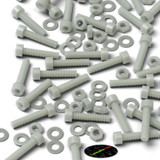50x Natural Glass Filled Nylon Socket Head Screws M4 x 20 mm, Nuts & Washers