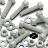 50x Natural Glass Filled Nylon Socket Head Screws M4 x 20 mm, Nuts & Washers