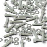 50x Natural Glass Filled Nylon Socket Head Screws M4 x 20 mm, Nuts & Washers
