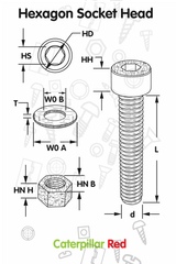 20x Natural Glass Filled Nylon Socket Head Screws M8 x 60 mm, Nuts & Washers