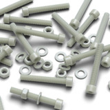 20x Natural Glass Filled Nylon Socket Head Screws M8 x 60 mm, Nuts & Washers
