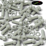 50x viti TCEI in nylon GF naturale M6 x 20 mm, dadi & rondelle