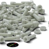 50x Natural Glass Filled Nylon Socket Head Screws M6 x 20 mm, Nuts & Washers