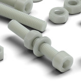 50x Natural Glass Filled Nylon Socket Head Screws M6 x 40 mm, Nuts & Washers