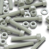 50x Natural Glass Filled Nylon Socket Head Screws M6 x 40 mm, Nuts & Washers