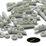 20x Natural Glass Filled Nylon Socket Head Screws M8 x 40 mm, Nuts & Washers