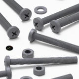 20x Grey PP Pan Head Cross Plastic Screws & Bolts M6 x 60 mm, Nuts & Washers