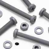 20x Grey PP Pan Head Cross Plastic Screws & Bolts M6 x 60 mm, Nuts & Washers