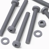 20x Grey PP Pan Head Cross Plastic Screws & Bolts M6 x 60 mm, Nuts & Washers