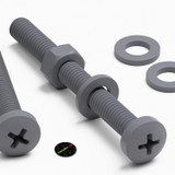 20x Grey PP Pan Head Cross Plastic Screws & Bolts M6 x 60 mm, Nuts & Washers