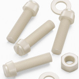50x viti in nylon naturale zigrinate a taglio M8 x 30 mm, dadi e rondelle