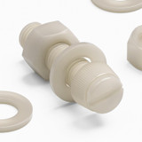 50x viti in nylon naturale zigrinate a taglio M8 x 30 mm, dadi e rondelle
