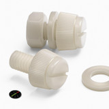 50x Natural Nylon Slotted Knurled Thumbscrews M6 x 10 mm, Nuts & Washers