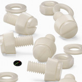 50x Natural Nylon Slotted Knurled Thumbscrews M6 x 10 mm, Nuts & Washers