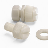 50x Natural Nylon Slotted Knurled Thumbscrews M6 x 10 mm, Nuts & Washers