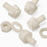 50x viti in nylon naturale zigrinate a taglio M6 x 10 mm, dadi e rondelle