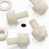 50x Natural Nylon Slotted Knurled Thumbscrews M6 x 10 mm, Nuts & Washers