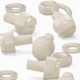 50x Natural Nylon Slotted Knurled Thumbscrews M6 x 10 mm, Nuts & Washers